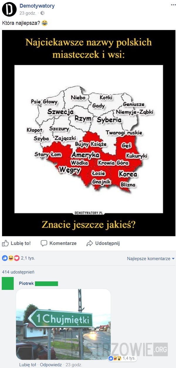 Najciekawsze nazwy polskich miasteczek i wsi –  
