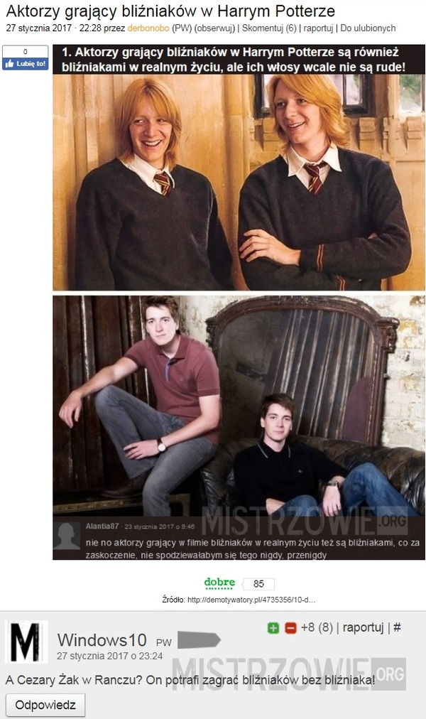 Aktorzy grający bliźniaków w Harrym Potterze 2 –  