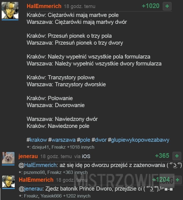Kraków vs Warszawa –  