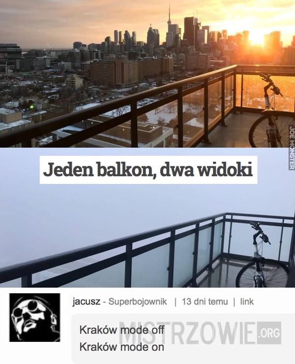 Jeden balkon, dwa widoki –  