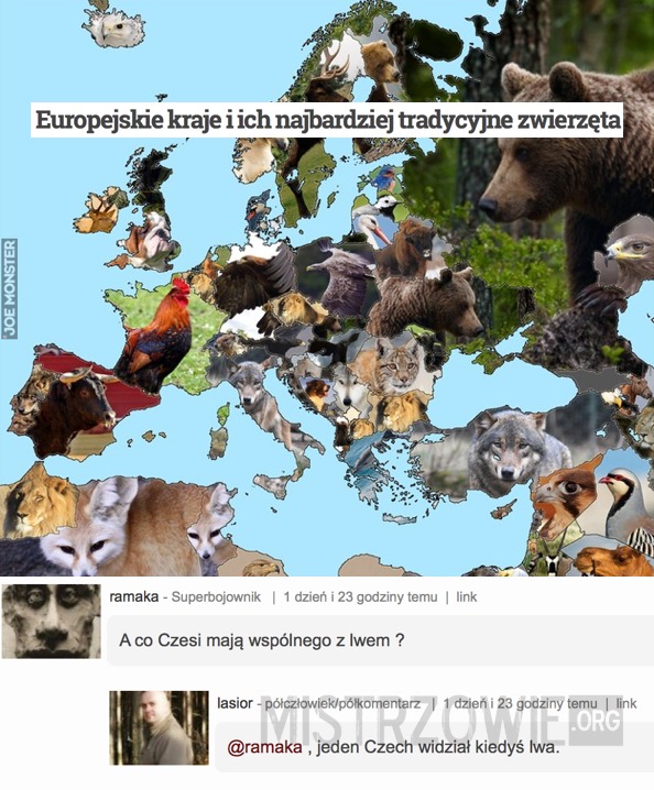Europejskie kraje i ich najbardziej tradycyjne zwierzęta –  