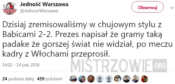 Jedność Warszawa ‏ –  
