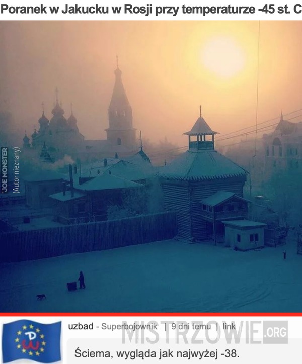 Poranek w Jakucku w Rosji przy temperaturze -45 st. C –  