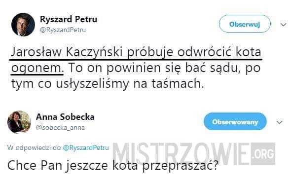 Jarosław Kaczyński próbuje odwrócić kota ogonem... –  
