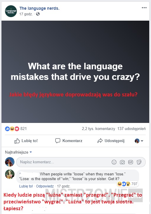 Błędy językowe –  