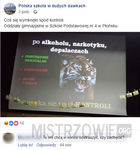 Typowa kampania antyużywkowa w polskiej szkole –  