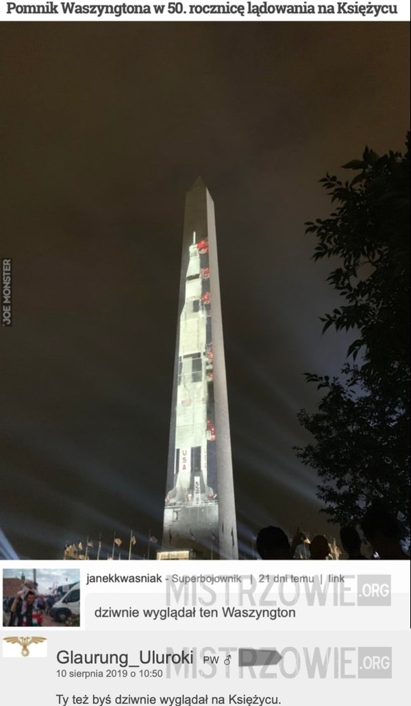Pomnik Waszyngtona w 50. rocznicę lądowania na Księżycu 2 –  