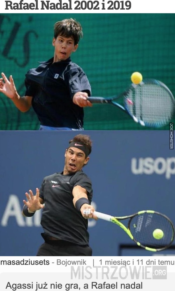 Rafael Nadal 2002 i 2019 –  