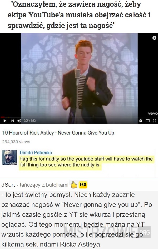 Never Gonna Give You Up –  