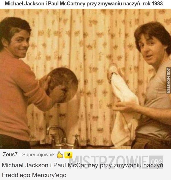Michael Jackson i Paul McCartney przy zmywaniu naczyń, rok 1983 –  