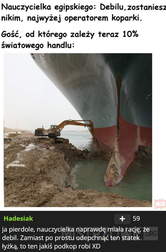 Kanał Sueski zablokowany przez statek –  