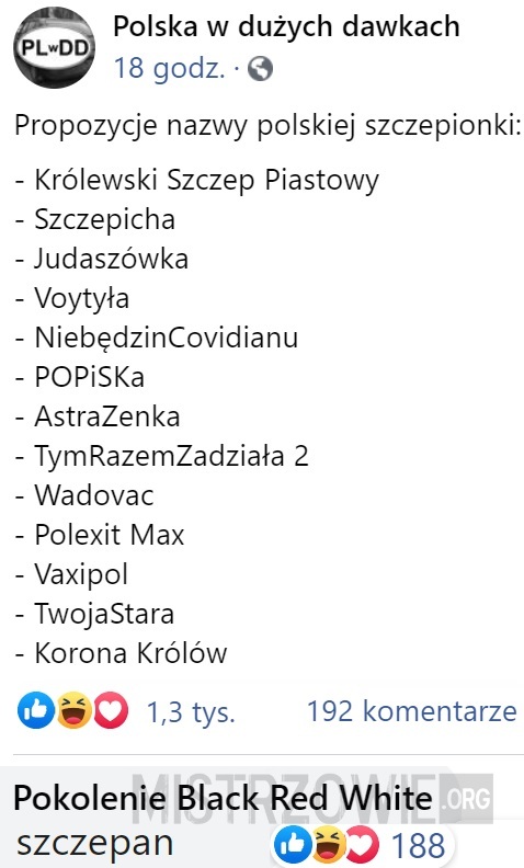 Propozycje nazwy polskiej szczepionki –  