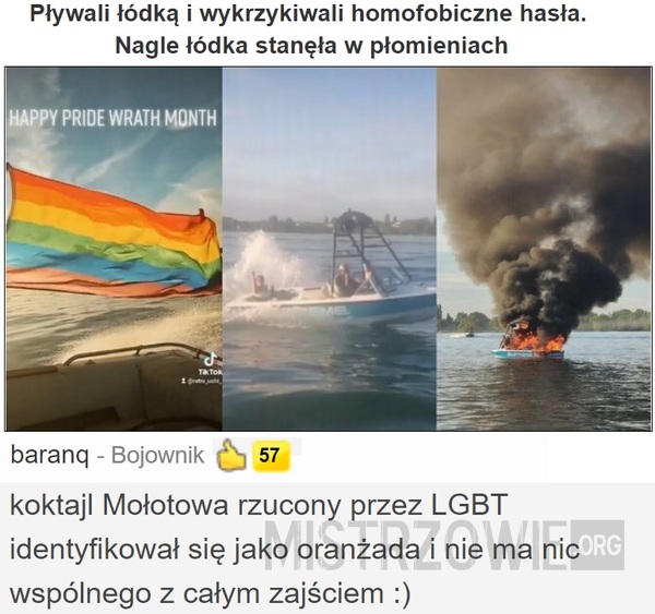 Pływali łódką i wykrzykiwali homofobiczne hasła –  