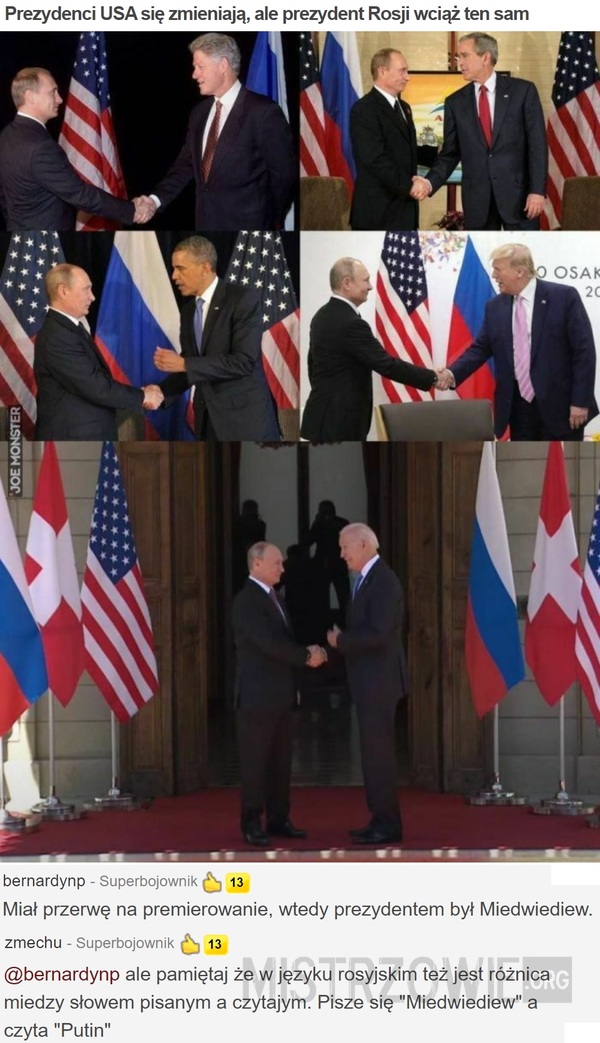 Prezydenci USA się zmieniają, ale prezydent Rosji wciąż ten sam –  