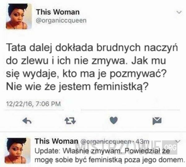 Feministka ma zmywać gary? Obłęd! –  