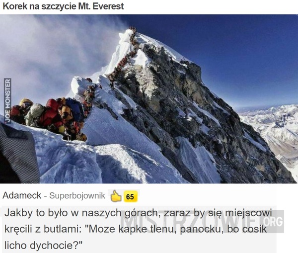 Korek na szczycie Mt. Everest –  