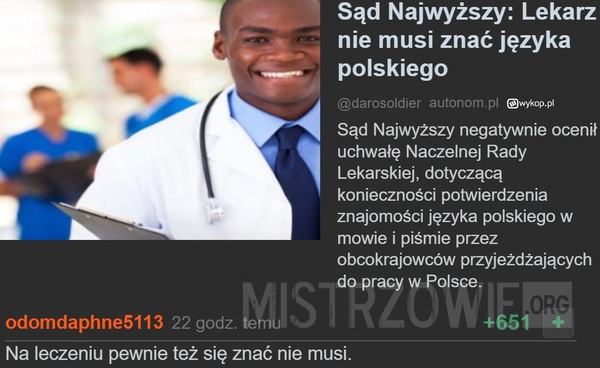 Lekarz nie musi znać języka polskiego –  