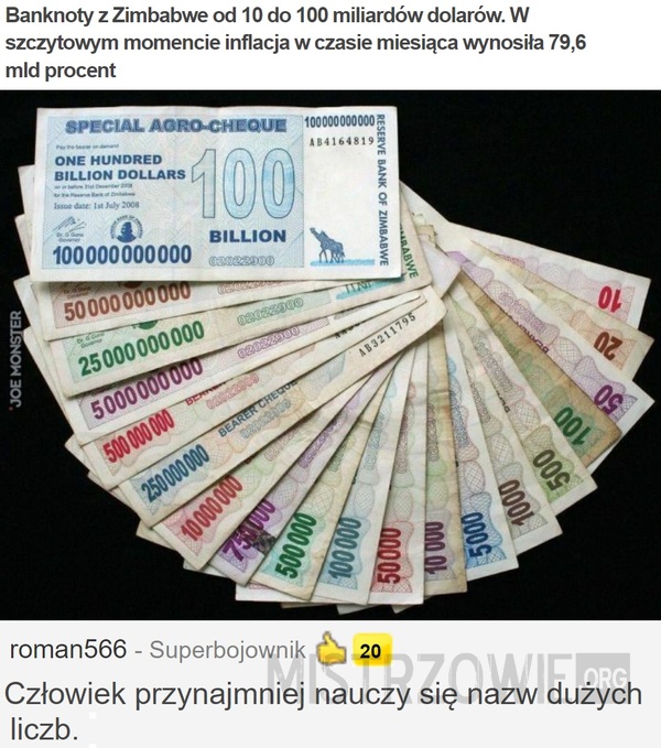 Banknoty z Zimbabwe –  