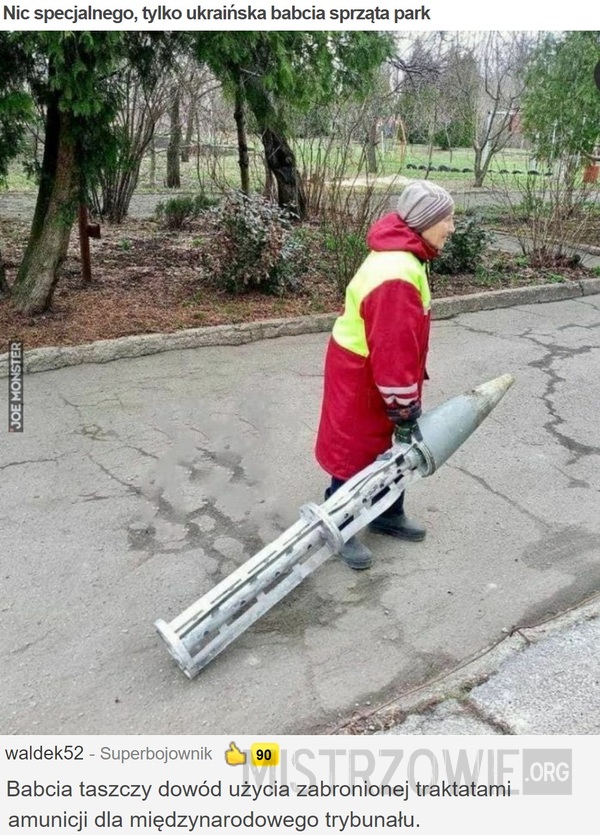 Nic specjalnego, tylko ukraińska babcia sprząta park –  