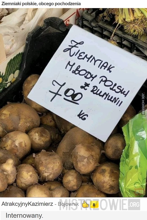 Ziemniaki polskie, obcego pochodzenia –  