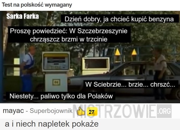 Test na polskość wymagany –  