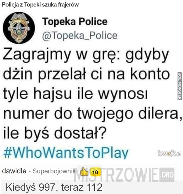 Policja z Topeki szuka frajerów –  