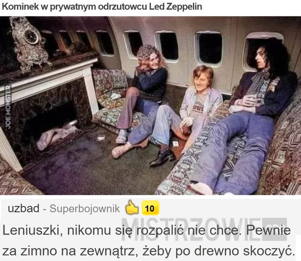 Kominek w prywatnym odrzutowcu Led Zeppelin –  