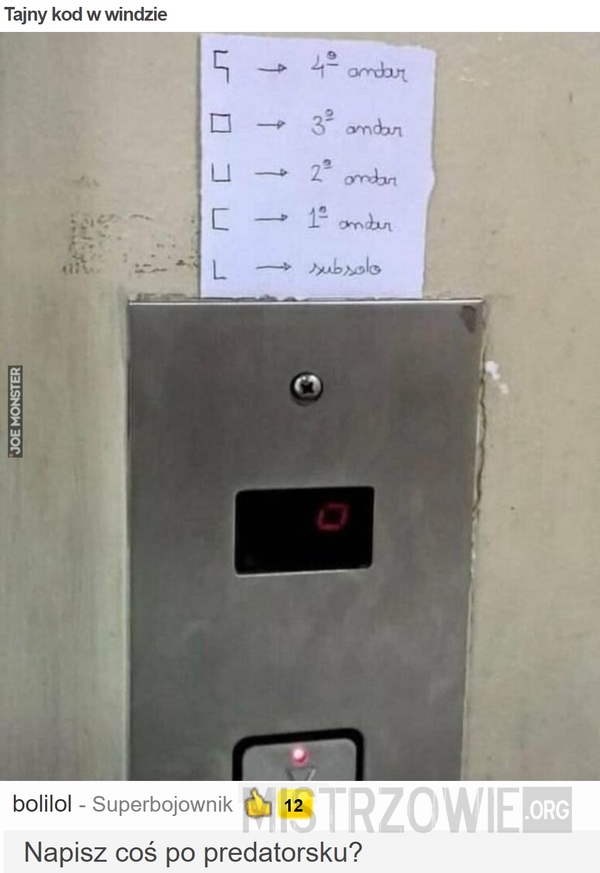 Tajny kod w windzie –  