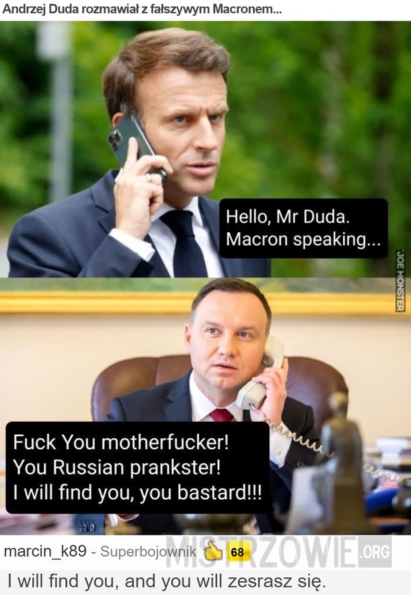 Andrzej Duda rozmawiał z fałszywym Macronem... –  