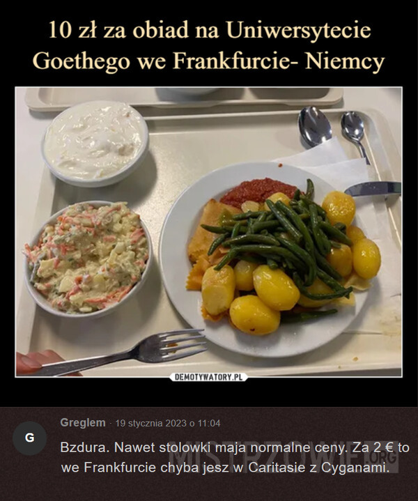 Cena obiadu w Niemczech –  