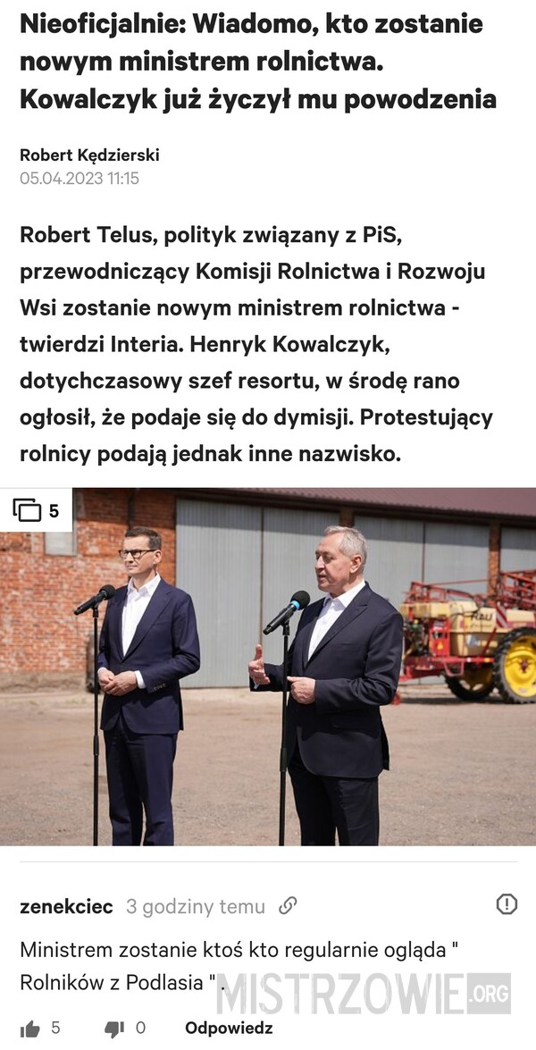 Nowy minister rolnictwa –  