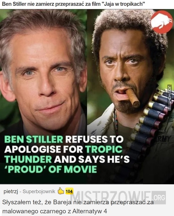 Ben Stiller nie zamierz przepraszać –  