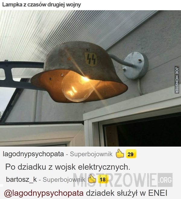 Lampka z czasów drugiej wojny –  