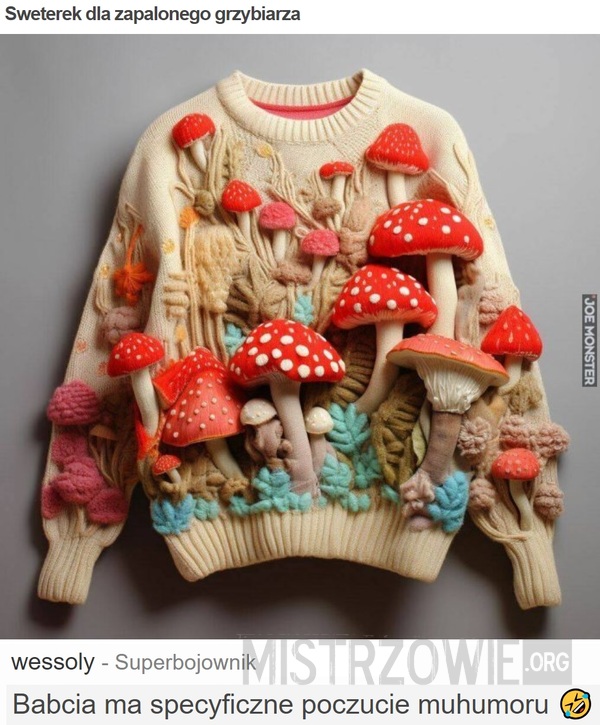 Sweterek dla zapalonego grzybiarza –  