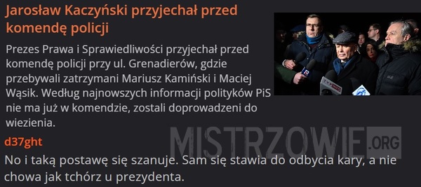 Jarosław Kaczyński przyjechał przed komendę policji –  