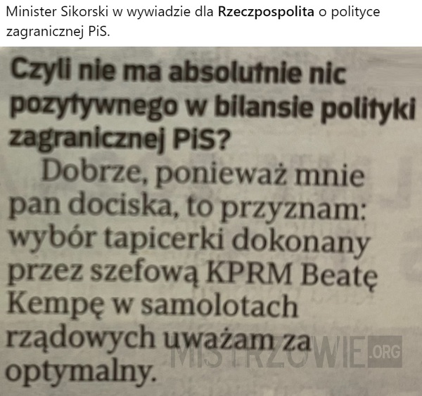 Minister Sikorski w wywiadzie dla Rzeczpospolita –  