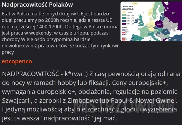 Nadpracowitość Polaków –  